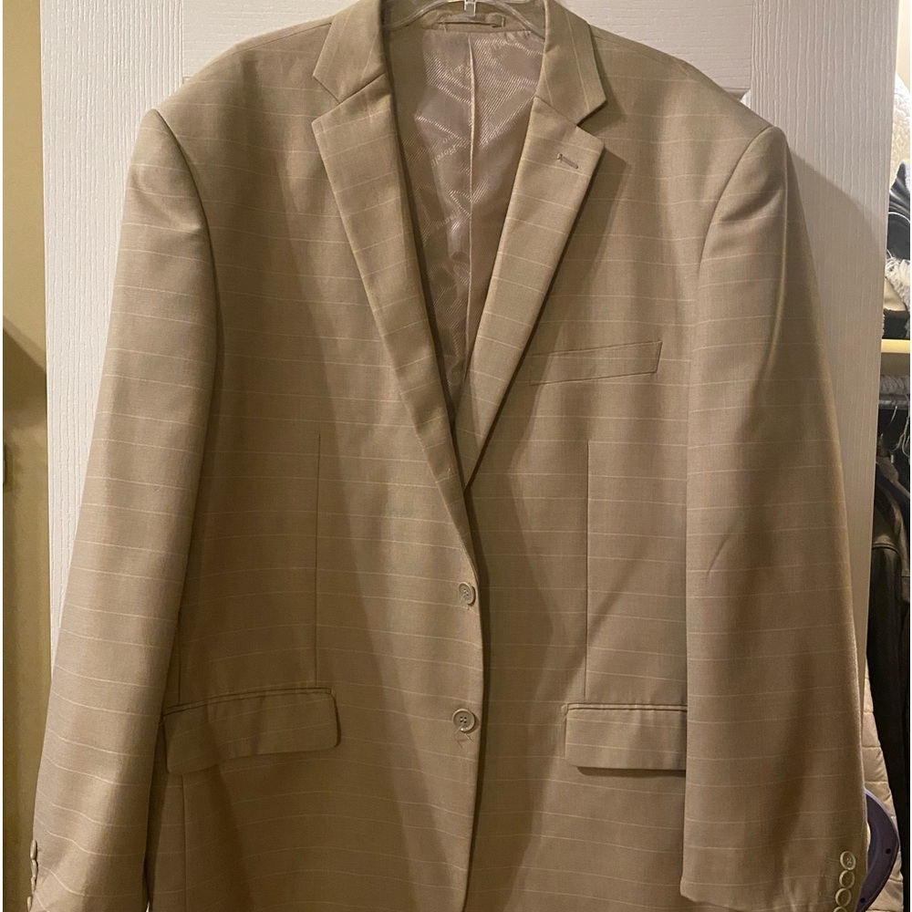 Giorgio Fiorelli Men’s Blazer Suit Jacket Sport Coat. Khaki tan w/blue & orange